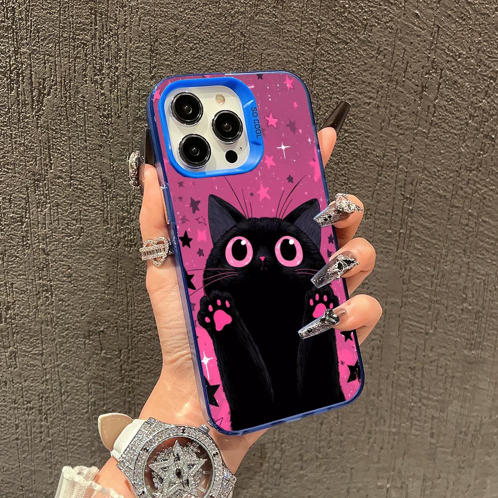 Black Cat Pattern Phone Case Case for iPhone17 16 15 14 13 12 11 Pro/ Max/Plus Shock-proof Rear Cover Anti-fingerprint