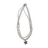 Y2K Style Double Layered-Pearl Clavicle Chain Flower Pendant Choker Necklace Fashion Jewelry Gift Dainty Beaded Necklace