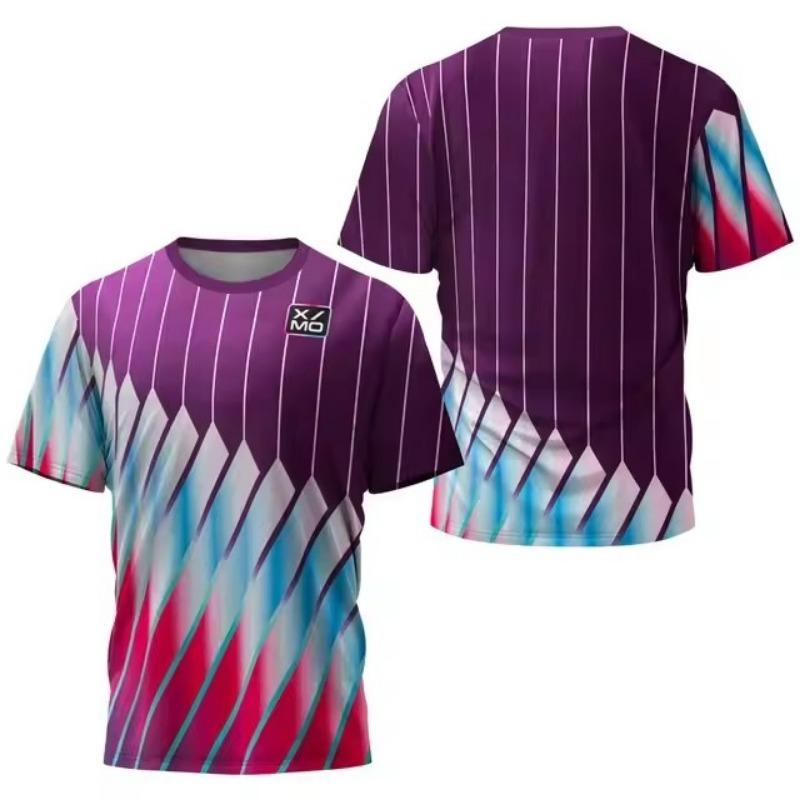Modern Neon Pattern Men's Table Tennis T-Shirt Men Summer Tennis Badminton T-Shirt Top Table Tennis Club Quick Dry Short Sleeved