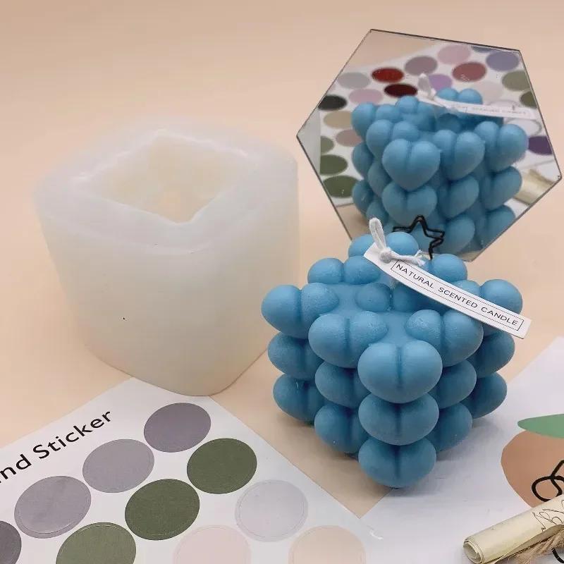 Handmade Creative Love Shape Magic Ball Silicone Candle Mold DIY Heart Pyramid Honeycomb Candle Making Chocolate Soap Resin Mold
