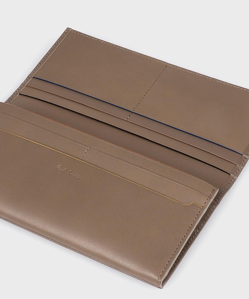 Paul Smith Striped Colored Edge Long Wallet In Grayish Beige