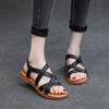 2025 new summer cowhide cross flat heel rubber soft sole casual breathable light foot cover solid color Roman sandals women