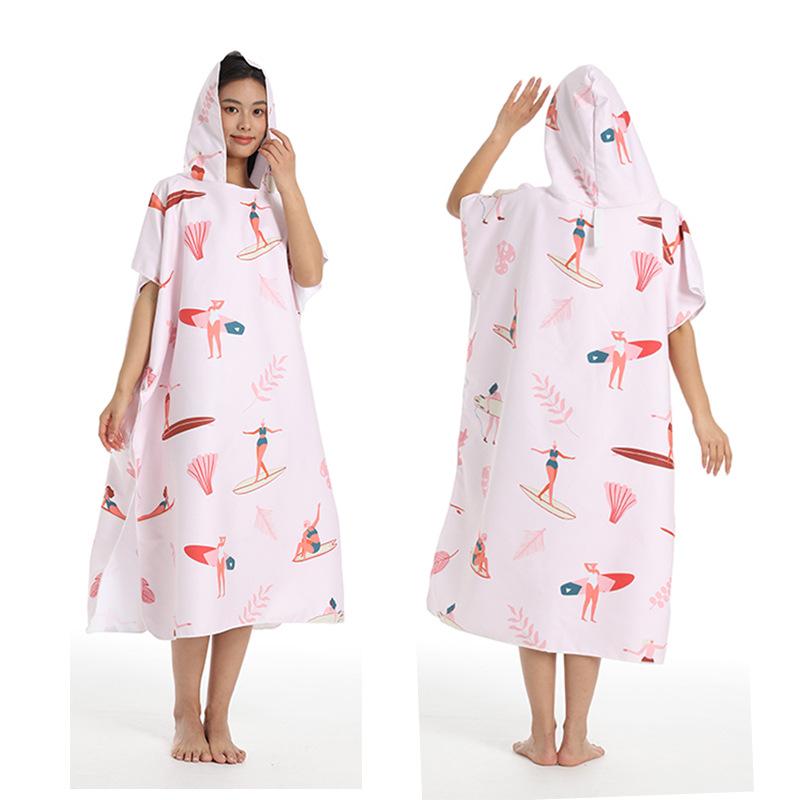 2025 Quick-Dry Hooded Swim Poncho with Zipper - Portable Bathrobe and Beach Towel