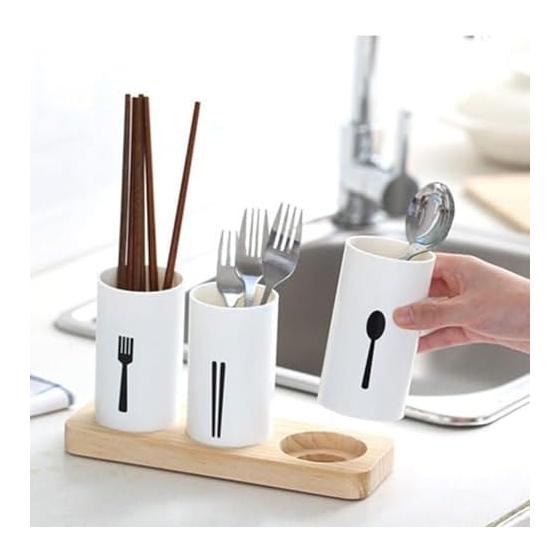 Suteki Life Chopstick Holder, Draining Rack for Spoons, Forks, Knives - 3 Piece Set, Nordic Style Kitchen Storage