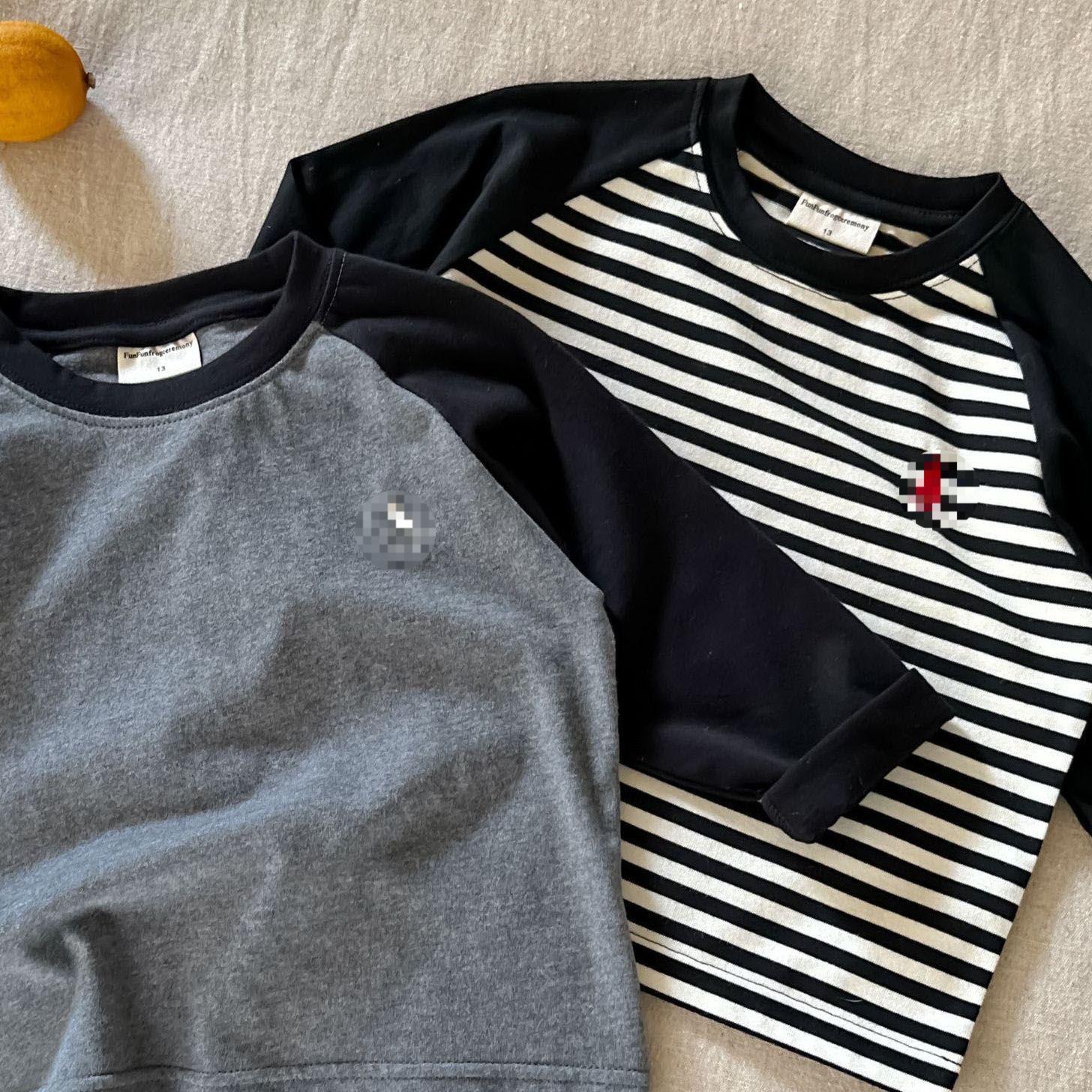 

Children s Color Block Raglan Sleeve T-shirt - Unisex Long-Sleeve Toddler Style (T0016A126) 80