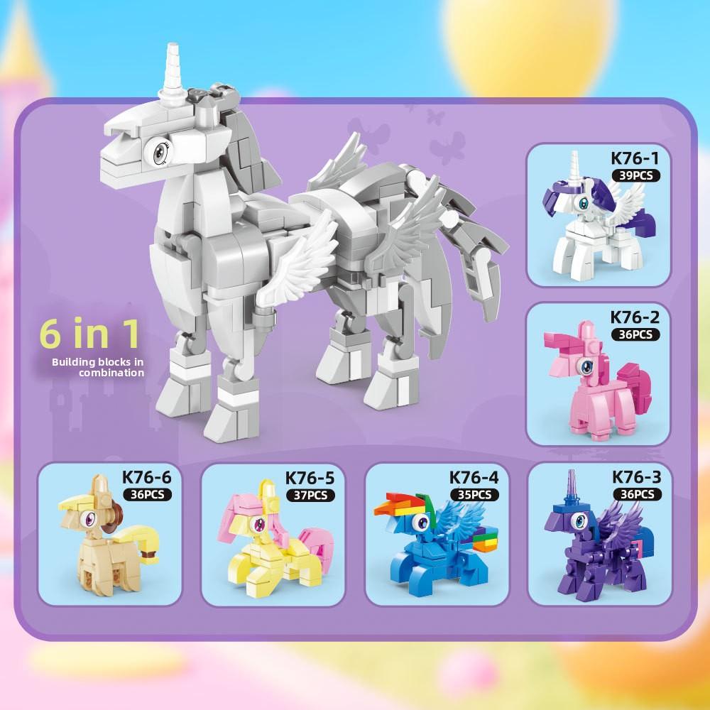 Caja Misteriosa de Bloques de Construcción 6 en 1 My Little Pony Figura de Equestria Girls Twilight Sparkle Bloques de Construcción Juguetes de Dibujos Animados Para Niños