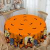 1 Piece Halloween Round Tablecloth Tablecloth, Tombstone, Black Cat, Pumpkin Bat Pattern, Halloween Gift.