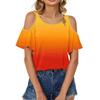 Top da Donna Casual Traspirante Largo Sulla Spalla Manica Corta Foglia T-shirt Colore Sfumato