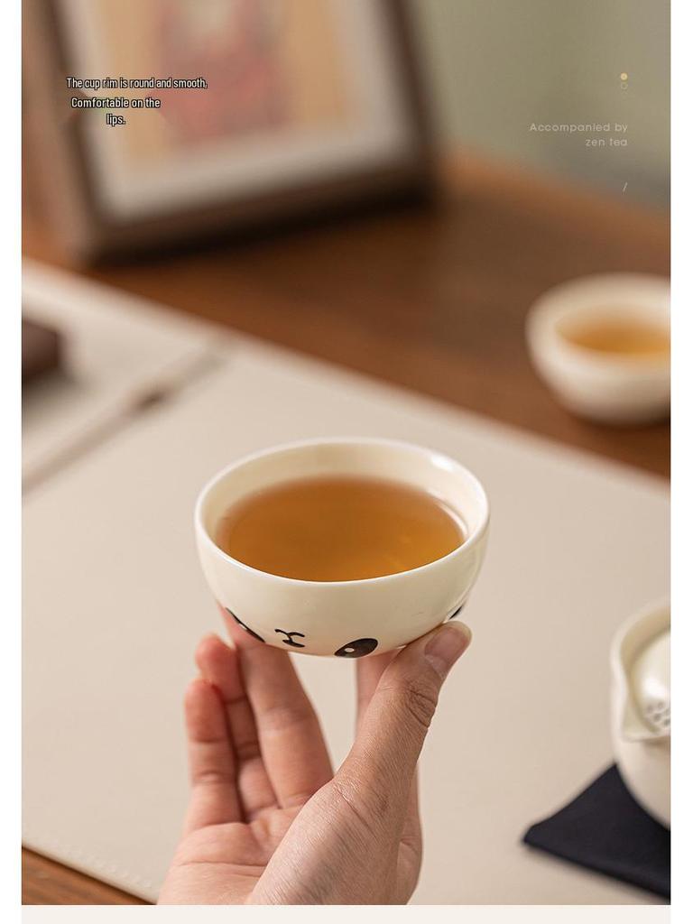 Ru Ware Panda Travel Tea Set: Portable Outdoor Kung Fu Set with One Pot and Three Cups