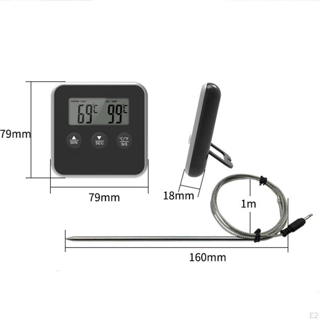 Digital Instant Read Meat Long Probe Backlight for barbecue Turkey Chicken Espresso Cappuccino