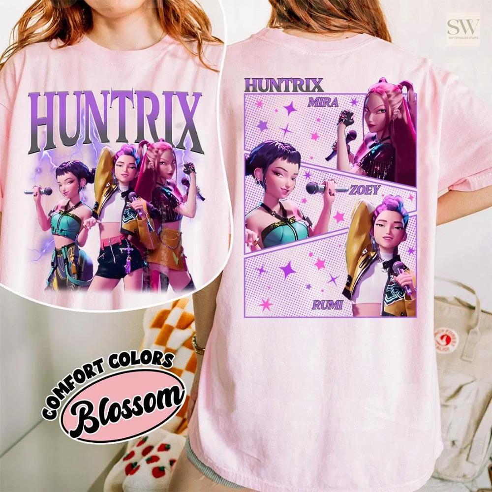 

Huntrix Demon Hunters Comfort Colors Tee Huntrix Girls T Shirt Mira Rumi Joey Shirt Demon Hunter Merch Gift For Kpop Fan XL