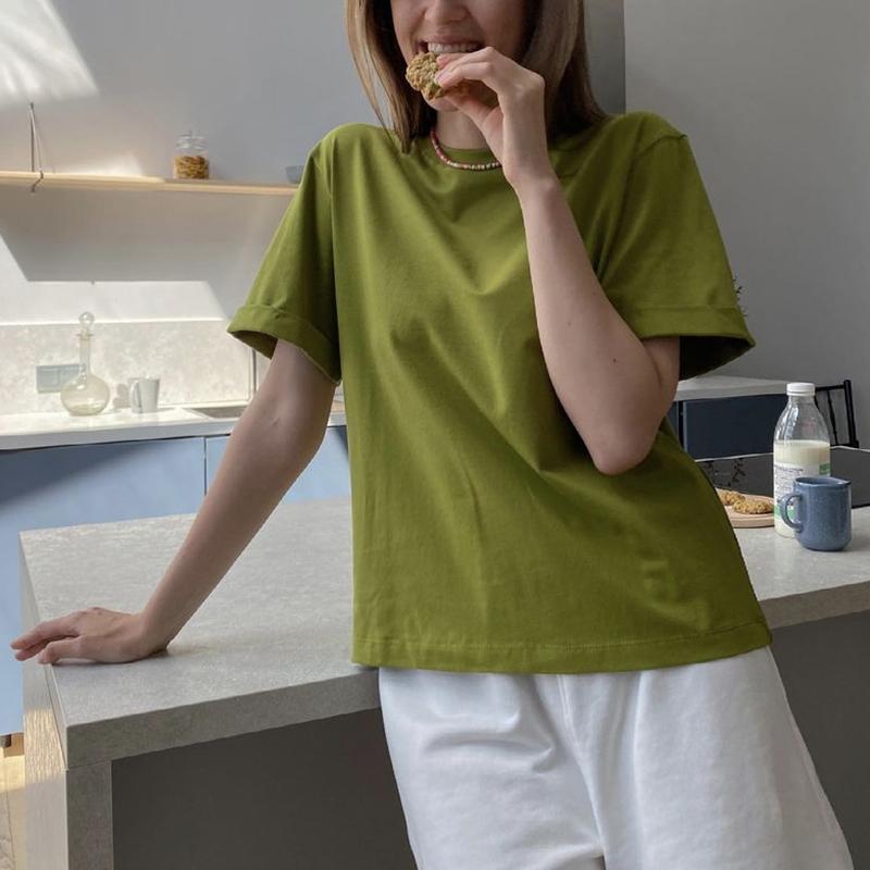 Hirsionsan Basic Cotton T Shirt Women Summer New Loose Solid Tees 19 Colors Casual Loose T Shirt Female Oversized O Neck Female Tops