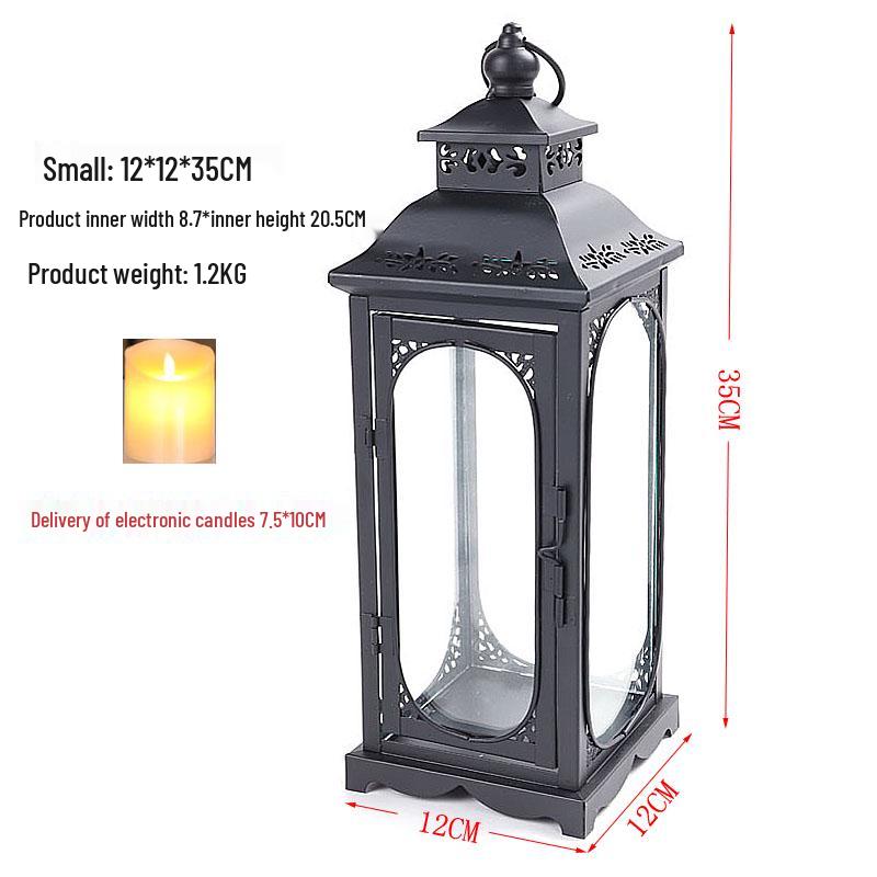 Европейский ретро-подсвечник из железа - Романтичный ветрозащитный напольный фонарь для свадеб