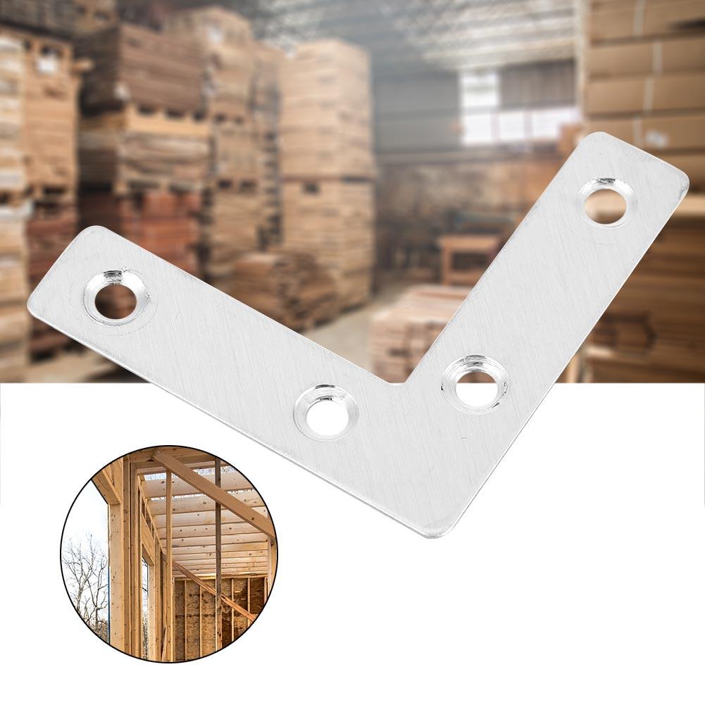 50 peças Placa de Canto em L de Aço Inoxidável Conector Conexões para Móveis Conectores (80 mm)
