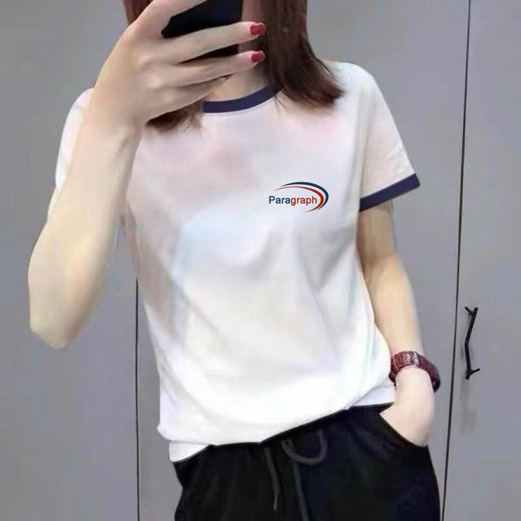 New 2026 Cartoon Rabbit Color Block Collar Short Sleeve Women's Slimming Age-Reducing Top