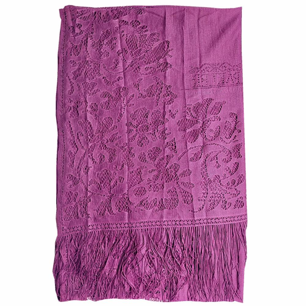 Women Girls Headwear Shawl Headscarf Hijab Shawl Scarf Head Scarves Head Wrap Hollow Tassel Scarf