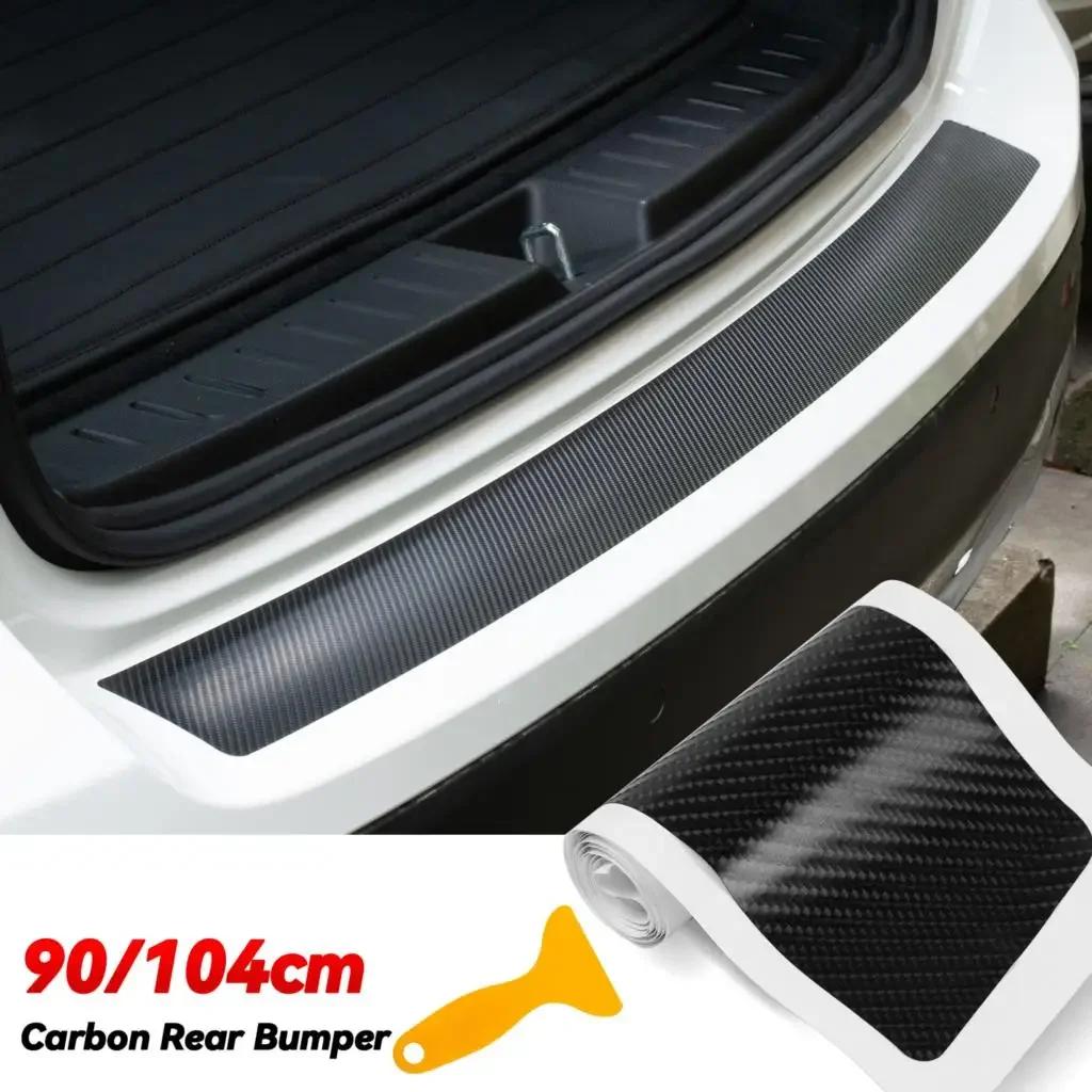 90cm Car Rear Trunk Guard Plate Sticker 3D Carbon Fiber Film Rear Bumper Trim Anti-Kicked Scratch Protection Sticker Strip Amagi
