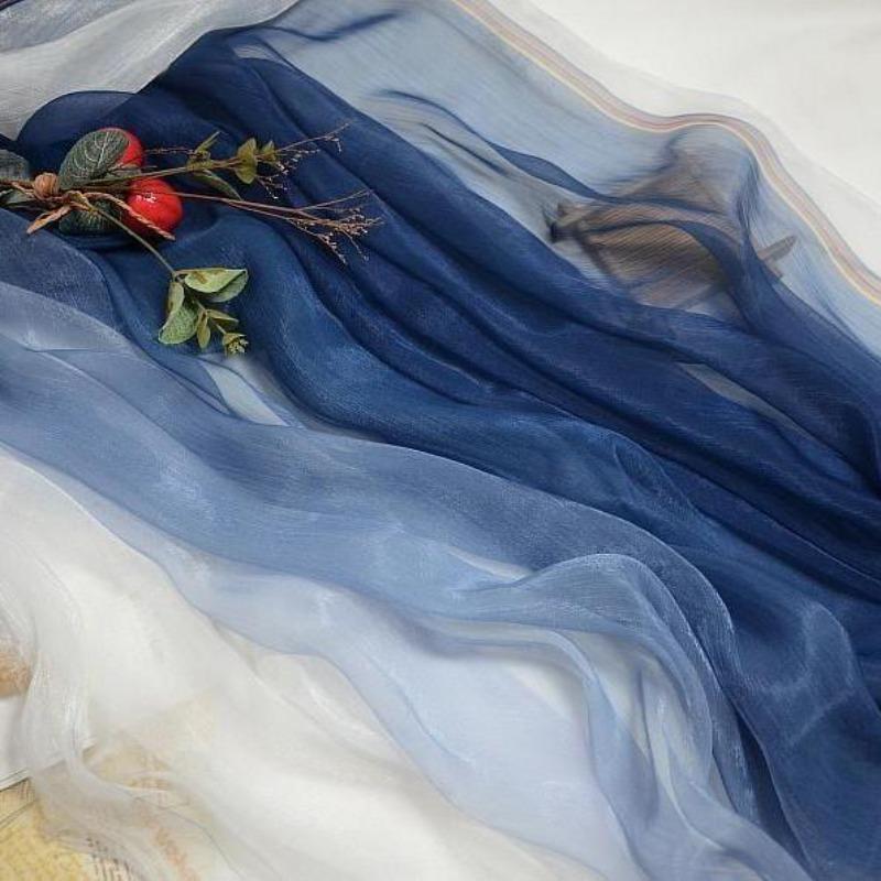 3/5/10m Multicolor Gradient Silk-Crepe Chiffon Fabric for Handmade DIY Sewing Hanfu Apparel Making Wedding Decoration