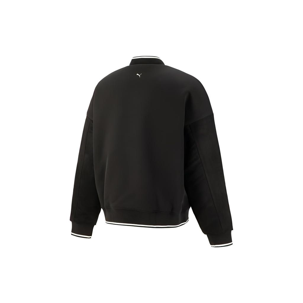 Puma MMQ Series Letter Print Embroidered Baseball Jacket Men Jacket Black 539587-01