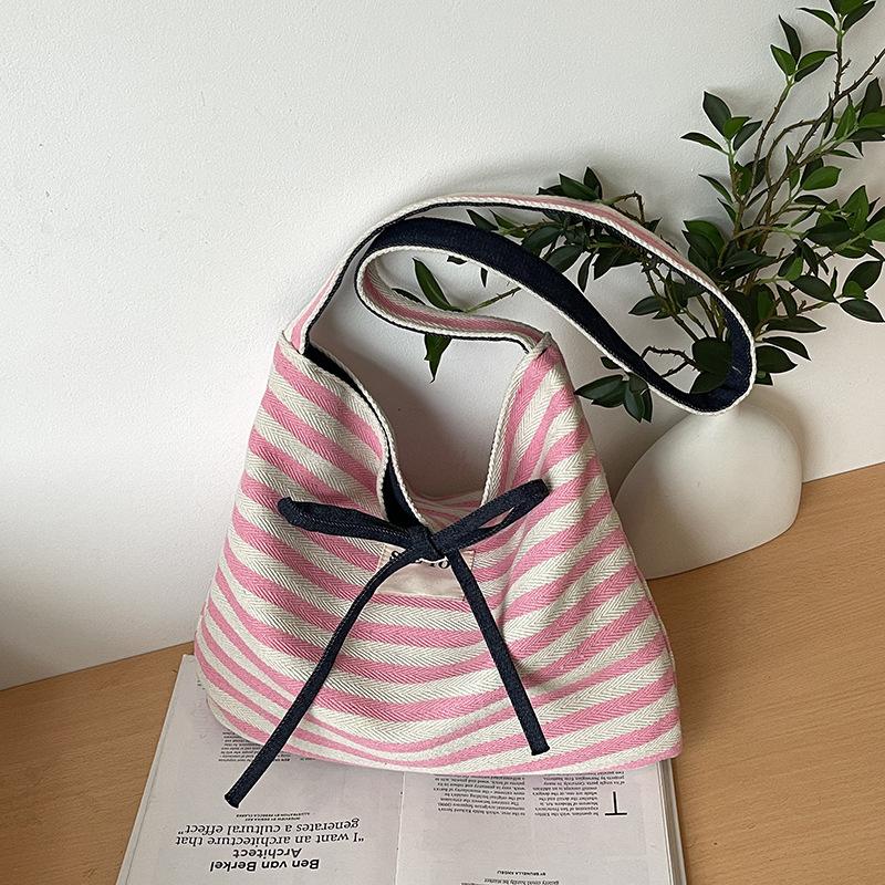 Casual large-capacity striped bag women's new summer commuter versatile messenger bag shoulder tote bag