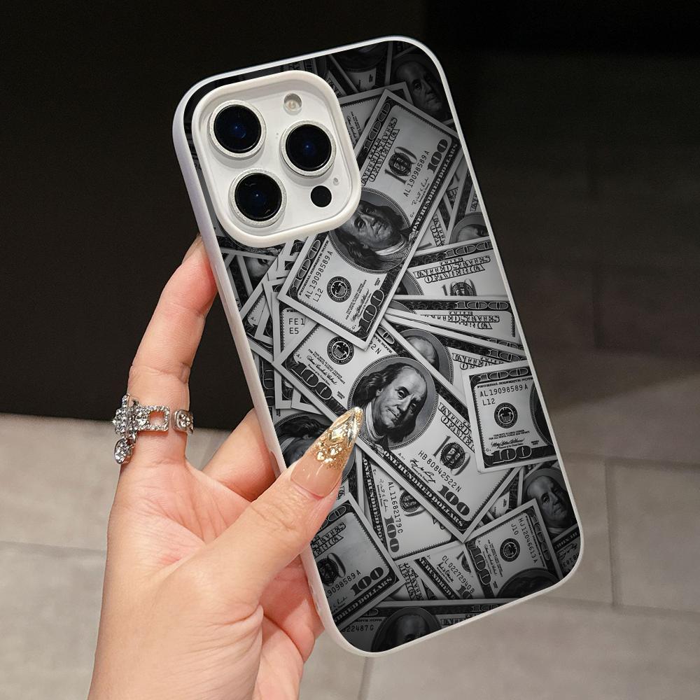 USD Dollar Jelly Double Layer White Mobile Phone Case for iPhone 17 16 15 14 13 12 11 Air Pro Max Plus Protective