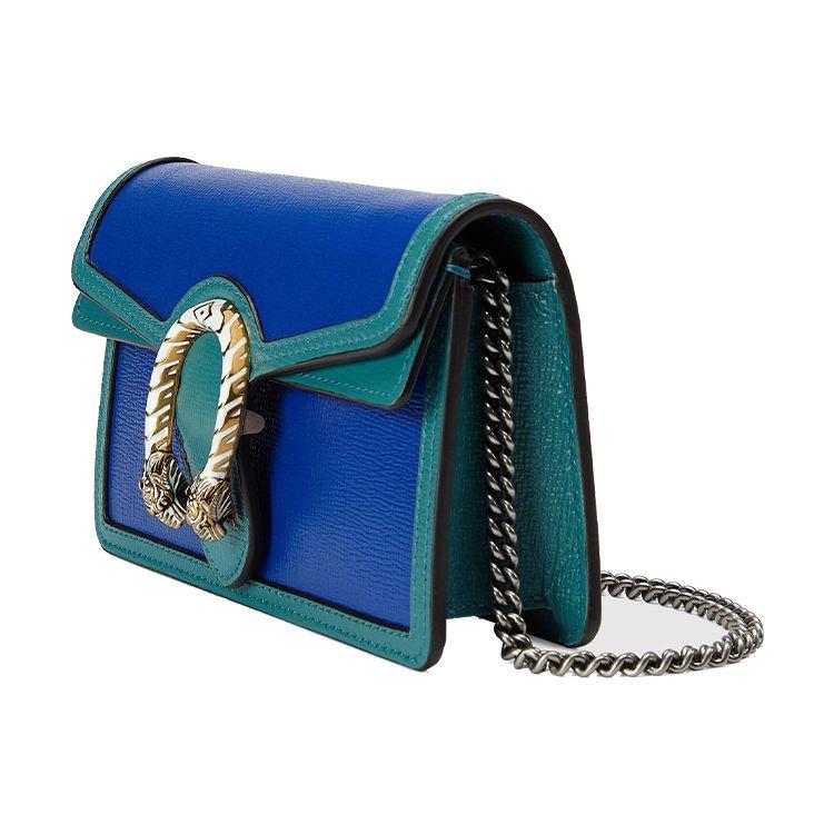 Gucci Dionysus Tiger Head Buckle Color Block Leather Crossbody Bag Women bags Blue Emerald-Green 476432-18YQX-9278