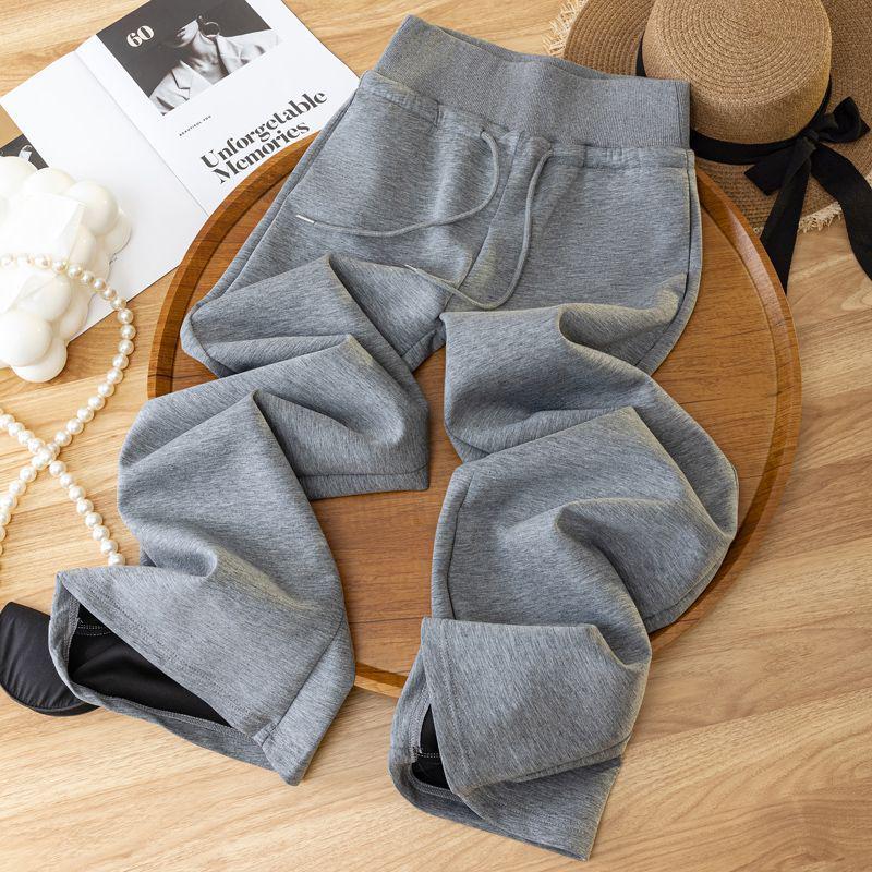 Autumn Korean Style Women's Wide-Leg Elastic Waist Pants - Casual Loose Fit, Slimming, Plus Size.