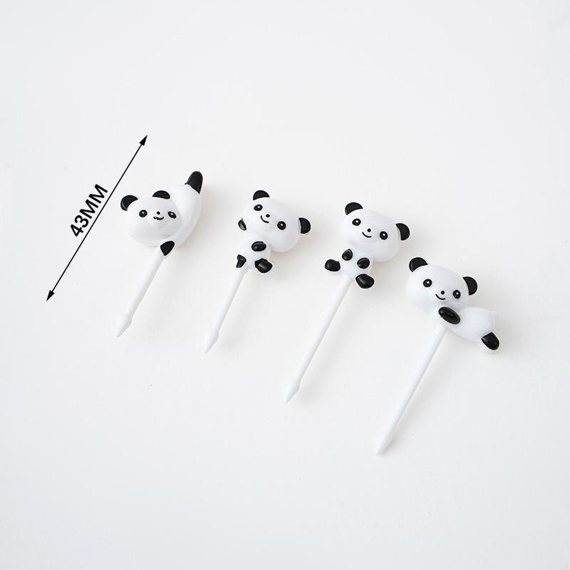 8pcs/set Cute Panda Fruit Fork Kids Snack Dessert Decoration Forks Toothpick Lunch Salad Decoration Accessories Cake Picks