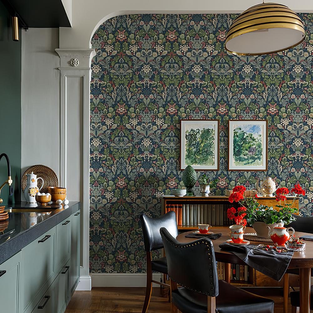 17.3"X472.4" Retro Boho Peel And Stick Floral Wallpaper Classic Waterproof Cabinet Stickers For Living Room Office Kitchen