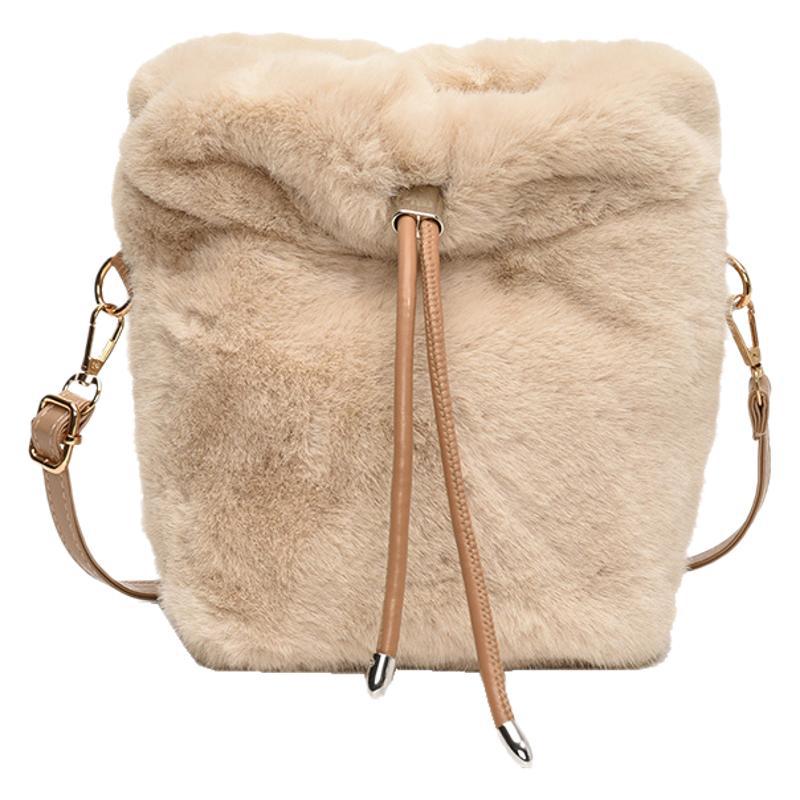 2025 New Bucket Bag New Women's Shoulder Messenger Chain Fashionable and Cute Versatile Plush National Style Lucky Bag