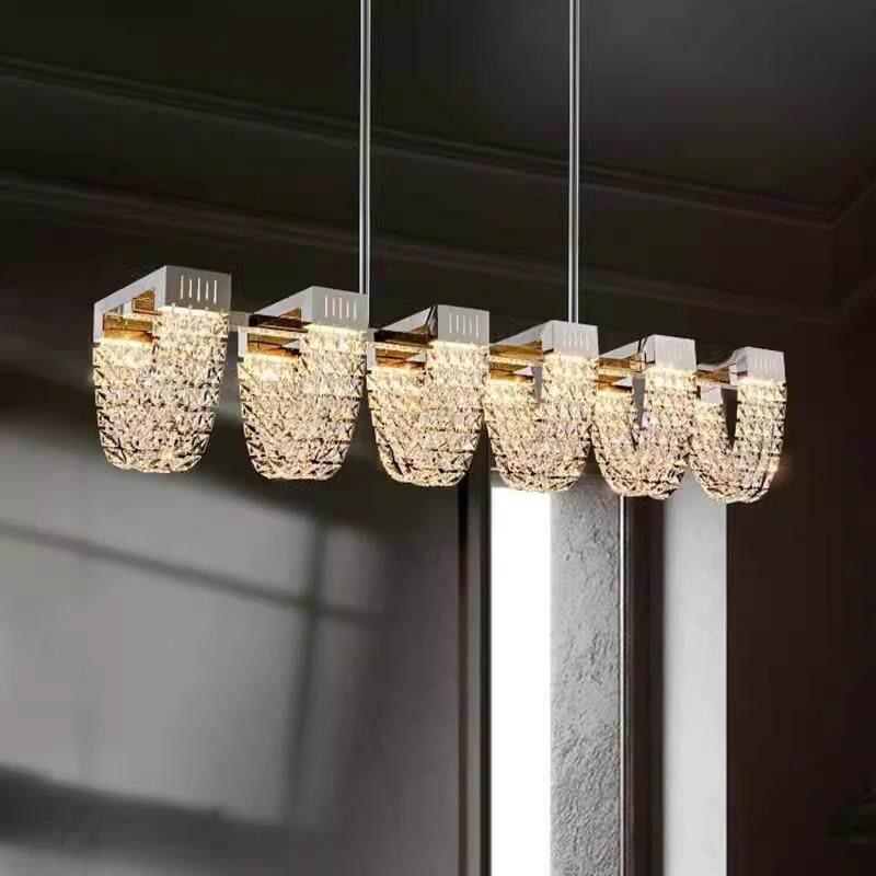Lámpara de Araña de Cristal Cromado de Lujo Lámparas de Techo Led para Villa Sala de Estar Comedor Dormitorio Decoración del Hogar Posmoderna
