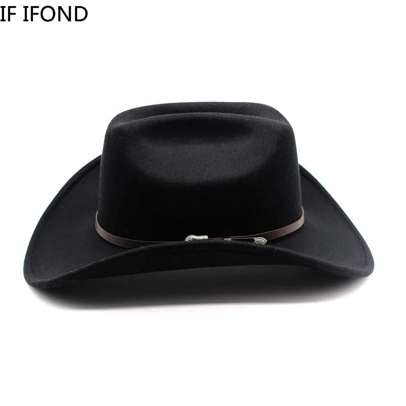 Vintage Western Cowboy Hat for Men Women with Shapeable Wide Brim Cowgirl Felt Hat Cloche Church Sombrero Hombre Caps