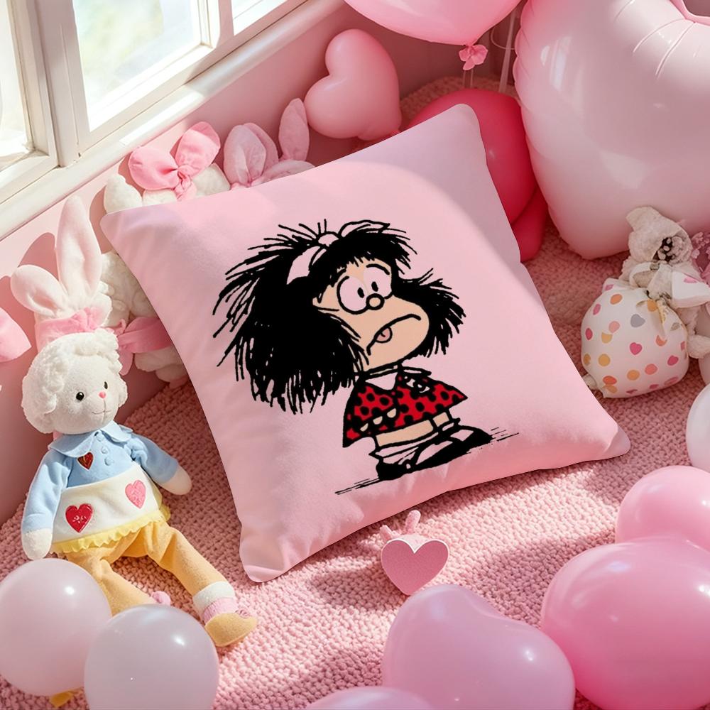 M-Mafalda Cartoon Cushion Cover Pattern Printed Pillowcase for Living Room Sofa Cushion Cover & Bedroom Decor