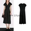 MD Autumn New Women Clothes French Style Fleece Blended High-Grade Temperament Slim Fit V-neck Long Dress 6694504