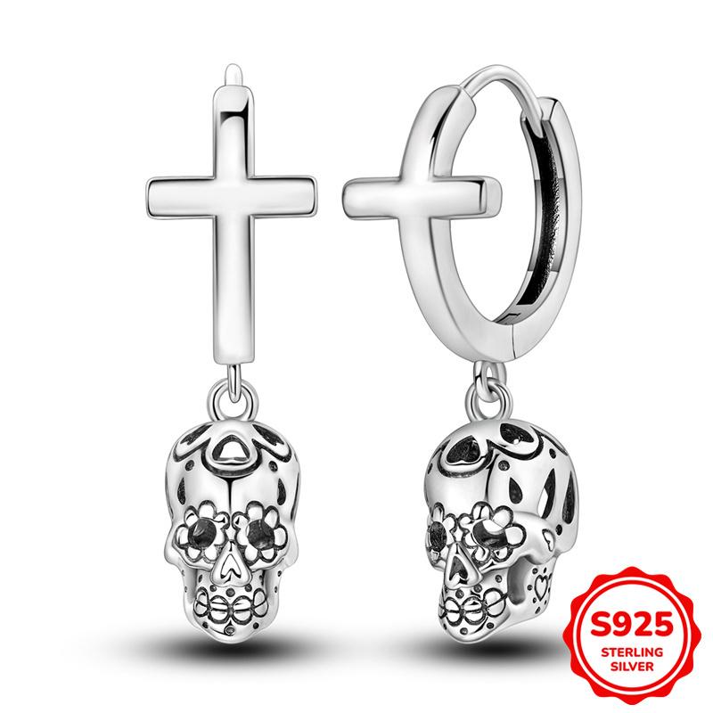 925 Sterling Silver Cubic Zircon Earrings Double  For Women Heart Star Moon Earrings Elegant Birthday Jewelry Gifts