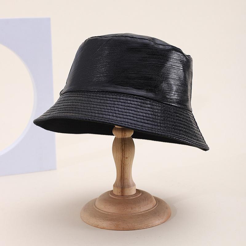 New big head circumference bucket hat women spring and autumn sunscreen sunshade show face small PU basin hat fashion bucket hat