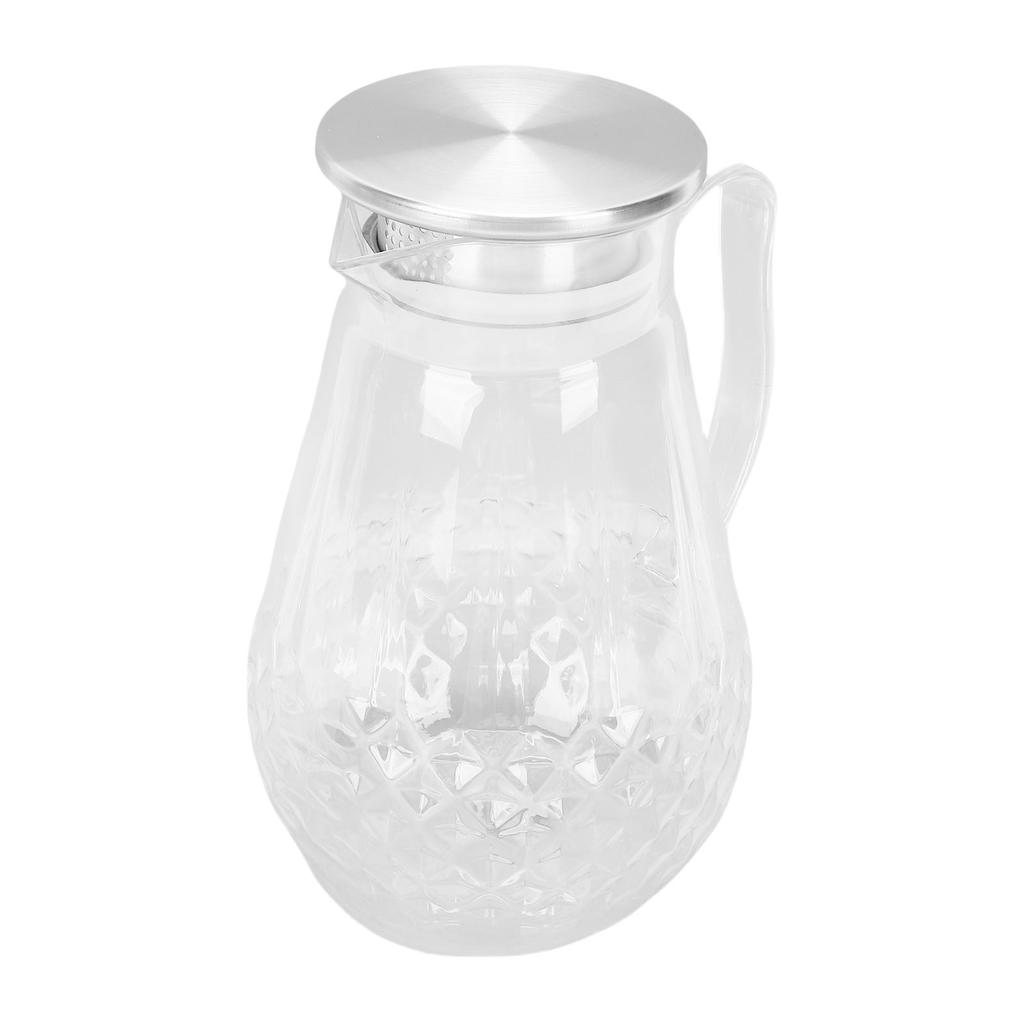 Water Pitcher 1500ml Heat Proof Clear Acrylic Water Jug with Handle Lid for Cold Hot Beverages Fruit Tea