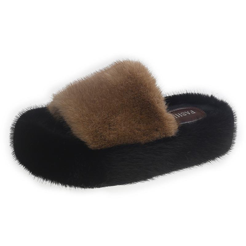 Mao Mao slippers women wear autumn fashion pregnant women lazy office high-end plush cotton mop 40 хаки 2950₽