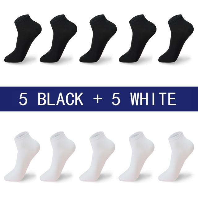 Hohe Qualität 10 Paar/Los Socken Herren Große Größe 42,43,44,45,46,47,48 Lässig Atmungsaktiv Mode Schwarz Weiß Männlich Baumwollsocken kurz
