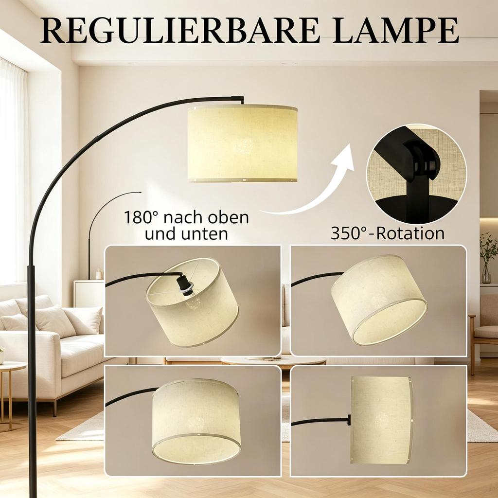 Modern arc floor lamp with remote control, elegant floor lamp, design floor lamp (only with arc floor lamp, battery not included)