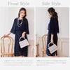 DEEPEYES Party Floral Back Tight Dress Dress, 3/4 Sleeve, Lace, Knee-Length, Slit, (L, Navy)