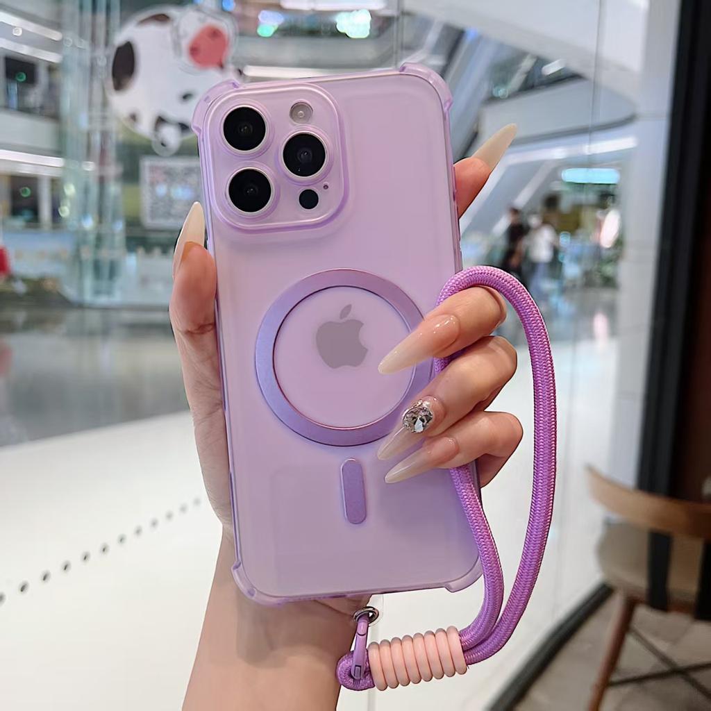 Magnetic Wrist Strap Candy Phone Case For Xiaomi 17 Pro Max 12T 13T Pro 12S 12X 13 14 15 Pro Ultra Lanyard Shockproof Soft Cover