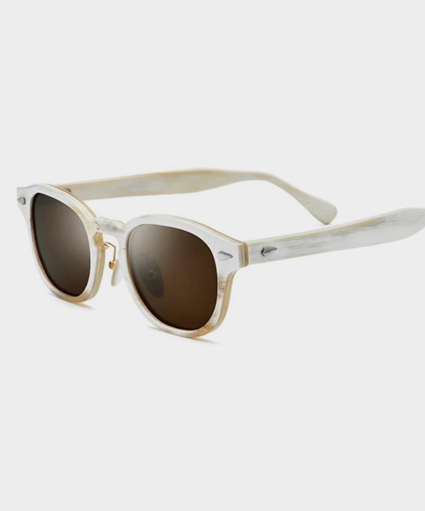Lingkeonpeuleim Buffalo Horn Arnel Acetate Sunglasses White