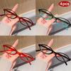 4pcs Small Oval Casual Glasses Frames Clear Lens Candy Color Glasses Cosplay Costume Decorative Eyewear Computer Spectacles