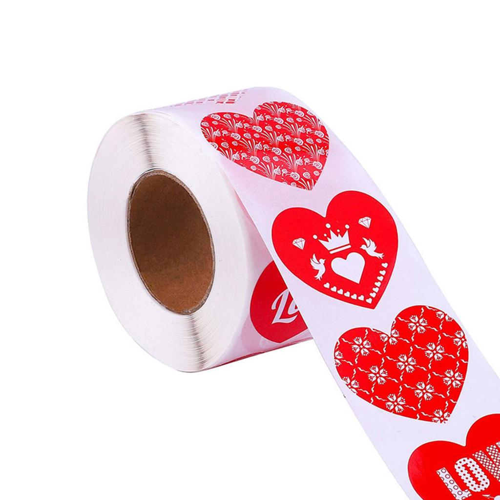 500Counts Valentines Day Heart Sticker 1Inch 1.5Inch Self Adhesive Labels Valentines Wrapping Sticker for Packaging