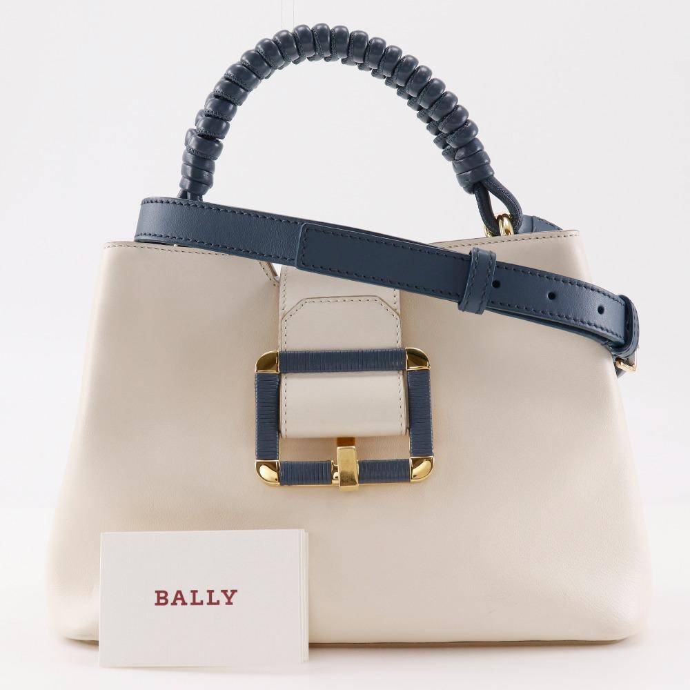 Bally Janelle Handbag JORAH 2WAYShoulder White / Blue Leather Women Used