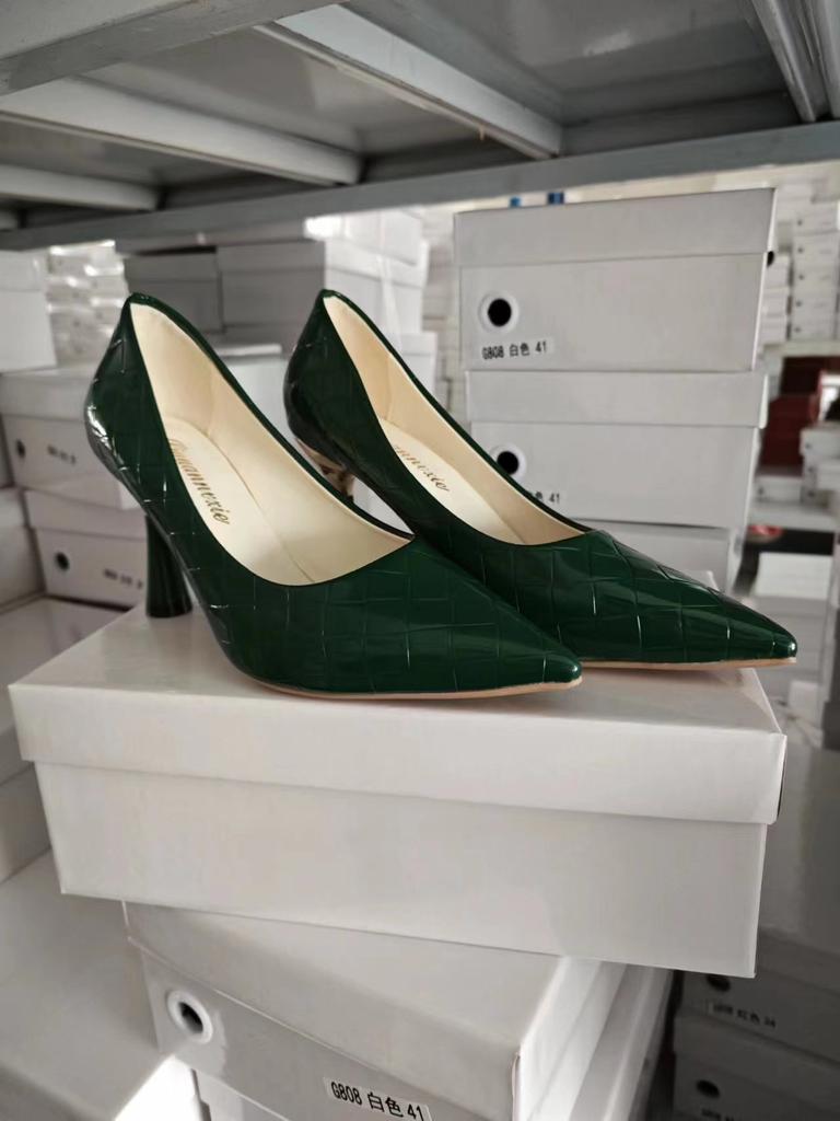Green Plaid Classic Casual High Heels New Pattern Embossed Fashion Oversize Shoes In Spring and Summer 2026 Pumps Women Shoes