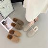 2025 new autumn and winter flat-bottomed retro bag head half slippers plush shoes cotton mop