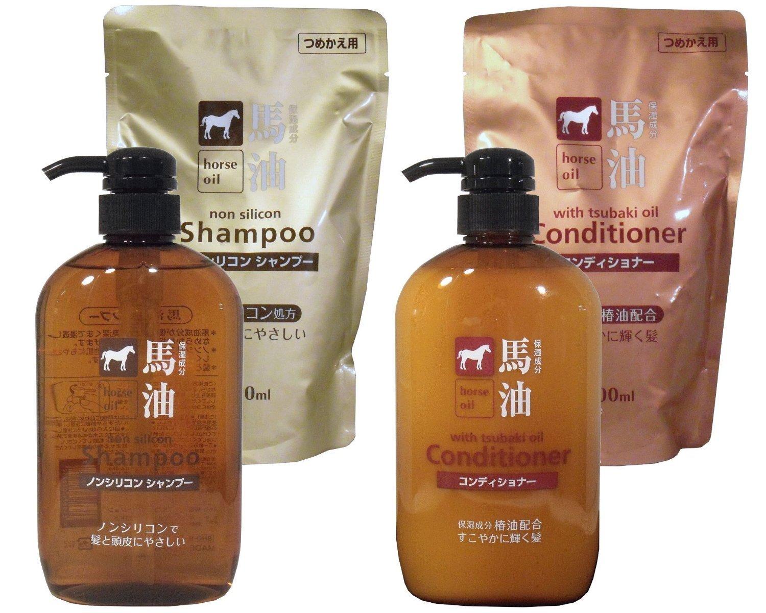 

Набор шампуня-кондиционера Kumano Yushi Horse oil со сменным блоком и 4 предметами [Сделано в Японии]