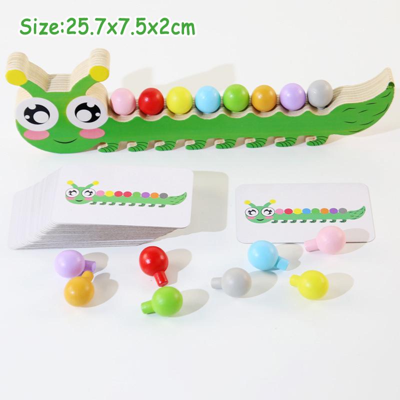 Gioco di Abbinamento Colori e Ordinamento per Bambini Giocattolo Creativo Montessori Clip Animali Perline Impilamento Gioco di Equilibrio Giocattolo per l'Educazione delle Abilità Motorie Fini del Bambino